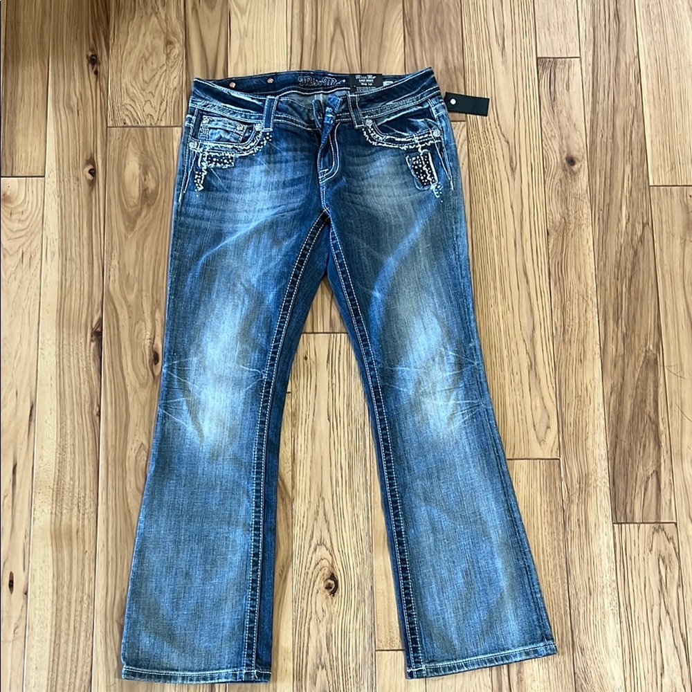 Miss Me Blue Flare Jeans with Embellishments